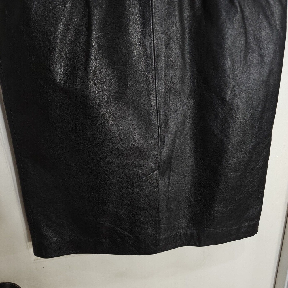 Vintage Rem Garson Pencil Skirt Womens 6 Black Leather Lined Pocket Side Zip - Picture 7 of 10